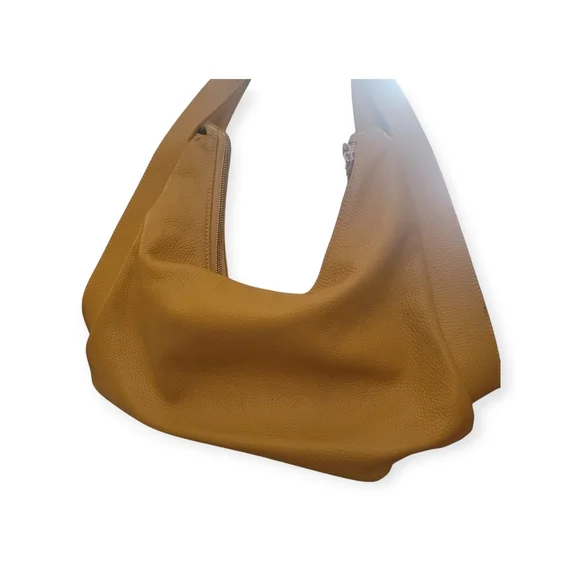 Arcadia Mustard Yellow Leather Hobo Bag - Picture 2 of 6